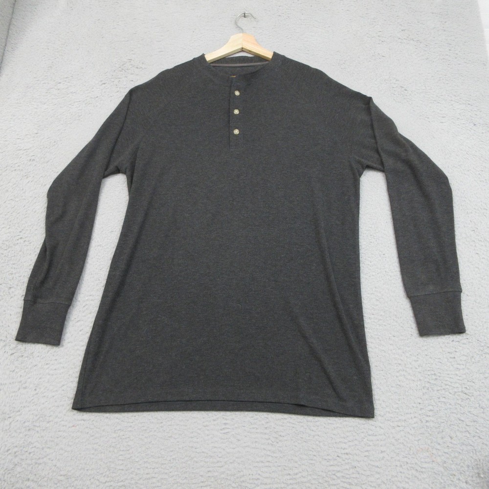 Venado Henley Shirt Mens Large Gray Long Sleeve Stretch Casual Comfort Layering