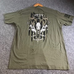 Howitzer MFG Shirt Mens Large Green Short Sleeve Hunting Skull 100% Cotton