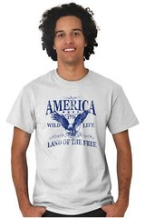 America Wild Life 1776 Land of the Free Adult Short Sleeve Crewneck Tee