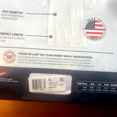 Jockey Essentials USA Made American Cotton Crew Neck T-Shirts White 2Pk SizeXL
