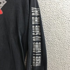 Aaa Shirt Top Mens XL Black Cotton Long Sleeve Graphic Print Crew Neck Pullover