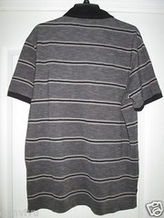 7 Diamonds Contrast Collar Stripes Men Polo T-Shirt Black Charcoal XL