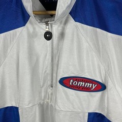 Tommy Hilfiger Jeans Racing Gear Quater Zip T-Shirt Vintage White Size XL