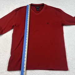 Polo Ralph Lauren Shirt Men Medium Red Waffle Thermal Long Sleeve Sleepwear