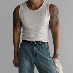 Male Top Mens Vest Casual Fitness Minimalist Regular Ribbed Sleeveless
