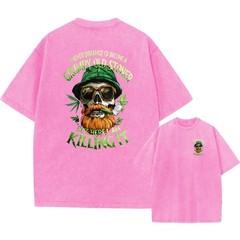 100% Cotton Oversized T-Shirt, Grumpy Old Stoner Skull Graphic Streetwear Tee