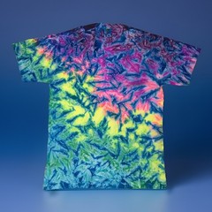 *New* 3XL & 4XL Handmade Tie Dye, Rainbow Indigo Cruncht Crinkle, Crew or V-Neck