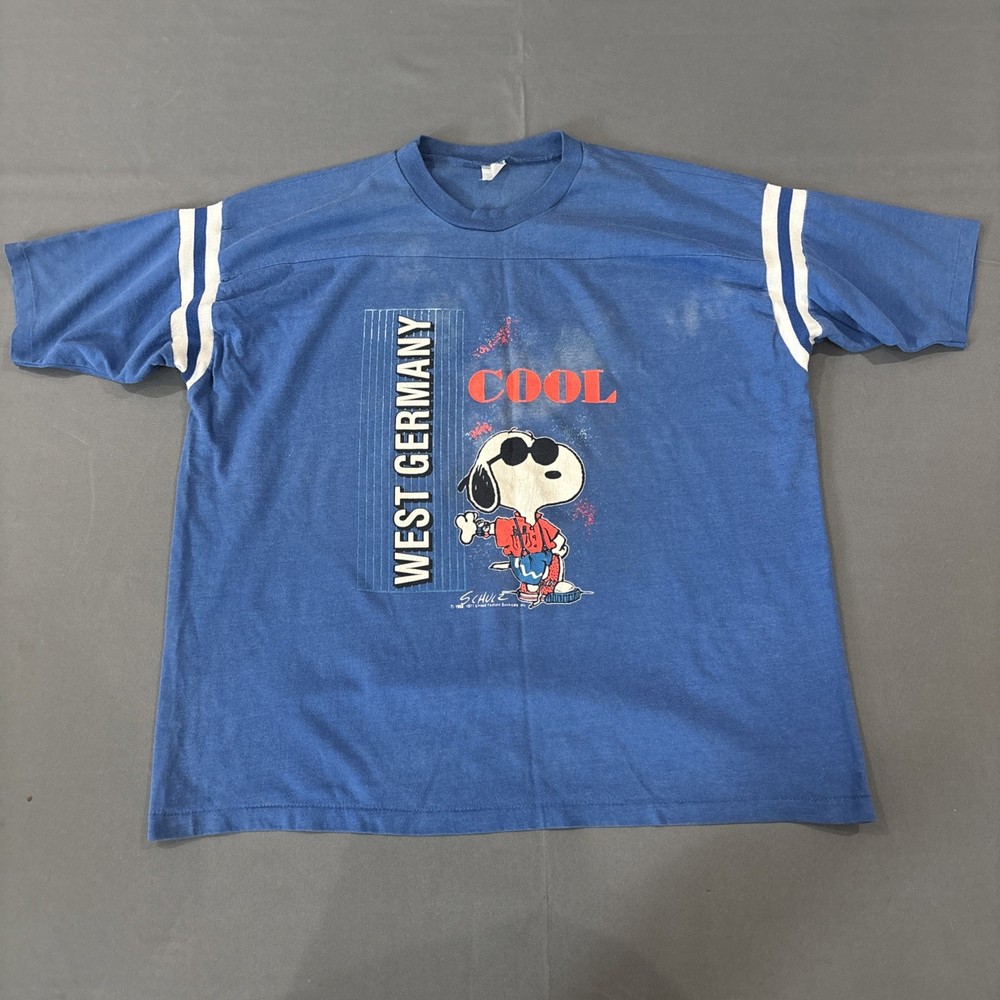 Vintage 70s Snoopy Joe Cool West Germany Ringer T-Shirt Jersey Artex XL Schulz
