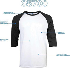Men’S Heavy Cotton 3/4 Raglan T-Shirt, Style G5700, 2-Pack