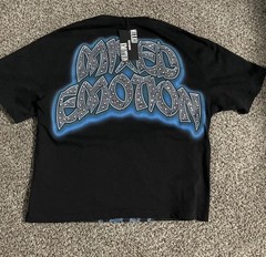 MIXED EMOTION Men’s L Black Crew Neck Short Sleeve Skull Rhinestone T-Shirt