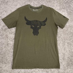 Under Armour Shirt Mens S Green Project Rock Brahma Bull Graphic Tee HeatGear