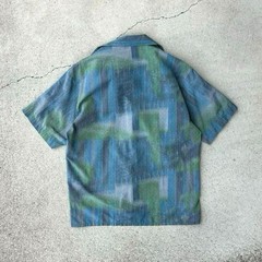 80s Vintage Harry Rosen Gradient Open Collar Shirt Size L