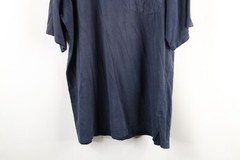 Vintage 90s Streetwear Mens Large Tall Thrashed Blank Pocket T-Shirt Navy Blue