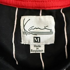 Karl Kani Black & White Pinstripe Embroidered Logo Short Sleeve Tee Mens Size M