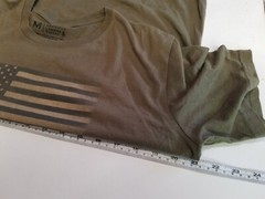 Great American Lakes & Timber USA Flag T Shirt Army Green Cotton Poly Rayon M