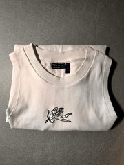 ASOS DESIGN Off White Ribbed Tank Top Cherub Cupid Embroidered Graphic Mens M