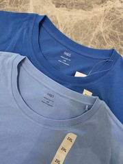 M&S Regular Fit Pure Cotton Crew Neck T-Shirt ~ LONG LENGTH ~ 2 PACK ~ Size 2XL