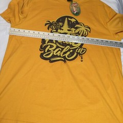 BALI INDONESIA T SHIRT MENS XXL 46×30 YELLOW COTTON SHORT SLEEVE TROPICAL KRISNA