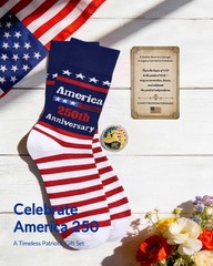 250 Anniversary USA Gift Set 250th Anniversary Socks Challenge Coins Card Tur…