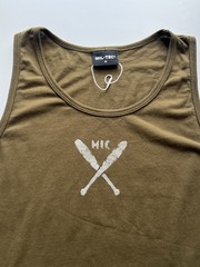 Mil-Tec Tank Top Vest Mens Size M Olive Green Cotton Graphic Print