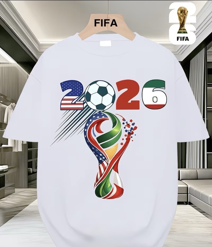 Fifa World Cup 2026 TShirt Soccer Graphic Tee USA Football Large White