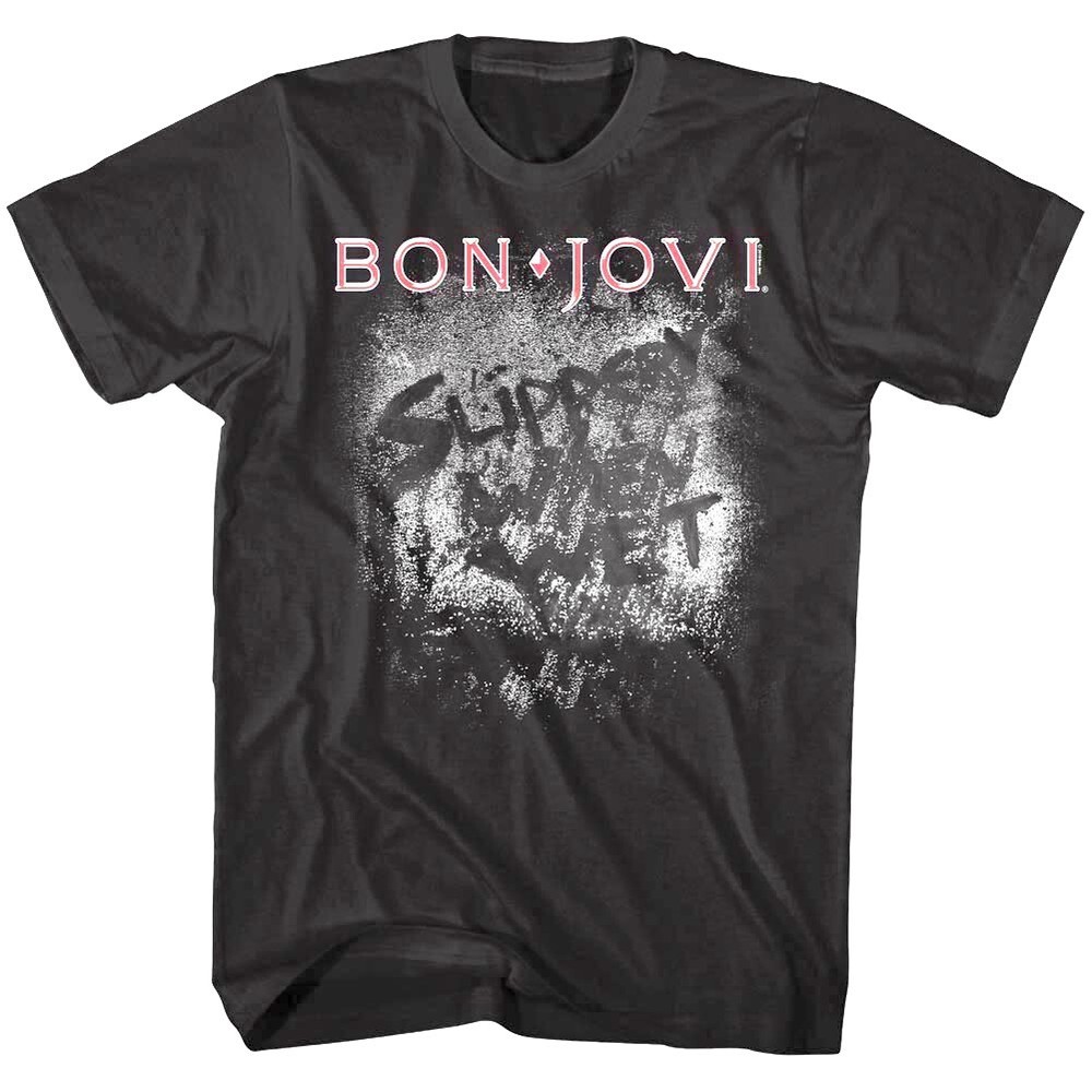 Bon Jovi Slippery When Wet Steam Men’s T Shirt Rock Album Cover Concert Merch