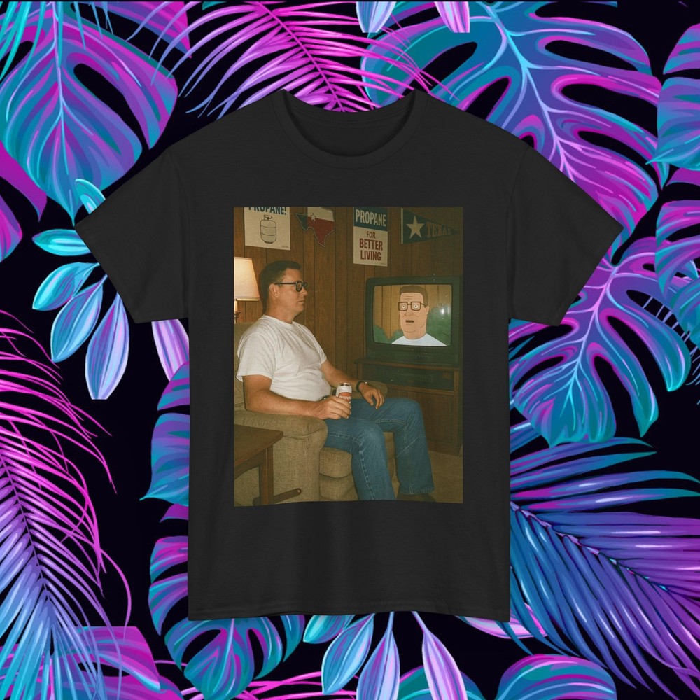 Funny Hank Hill Watching Hank of the Hill T-Shirt, Adult Graphic Tee, Cartoon