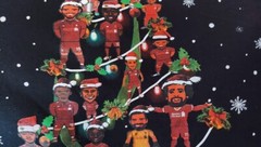 Liverpool FC Christmas Tree Players Crew Cut 2XLarge T Shirt 100% Cotton