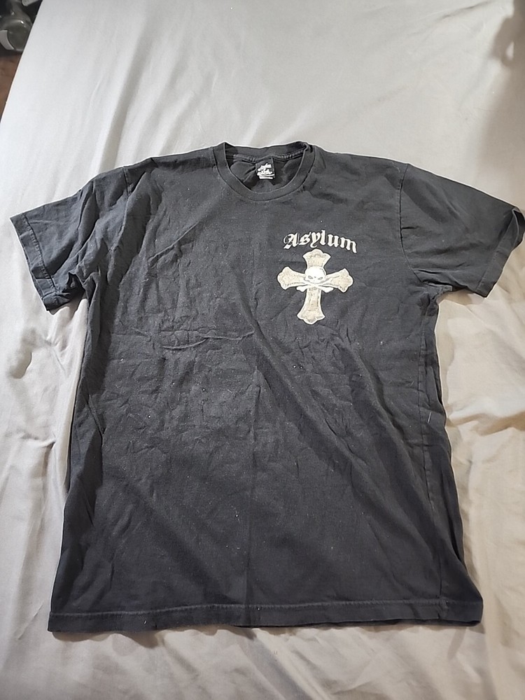 Vintage Asylum Rot In Pieces Shirt Mens XL Skull Cross Y2K Grunge Goth Biker