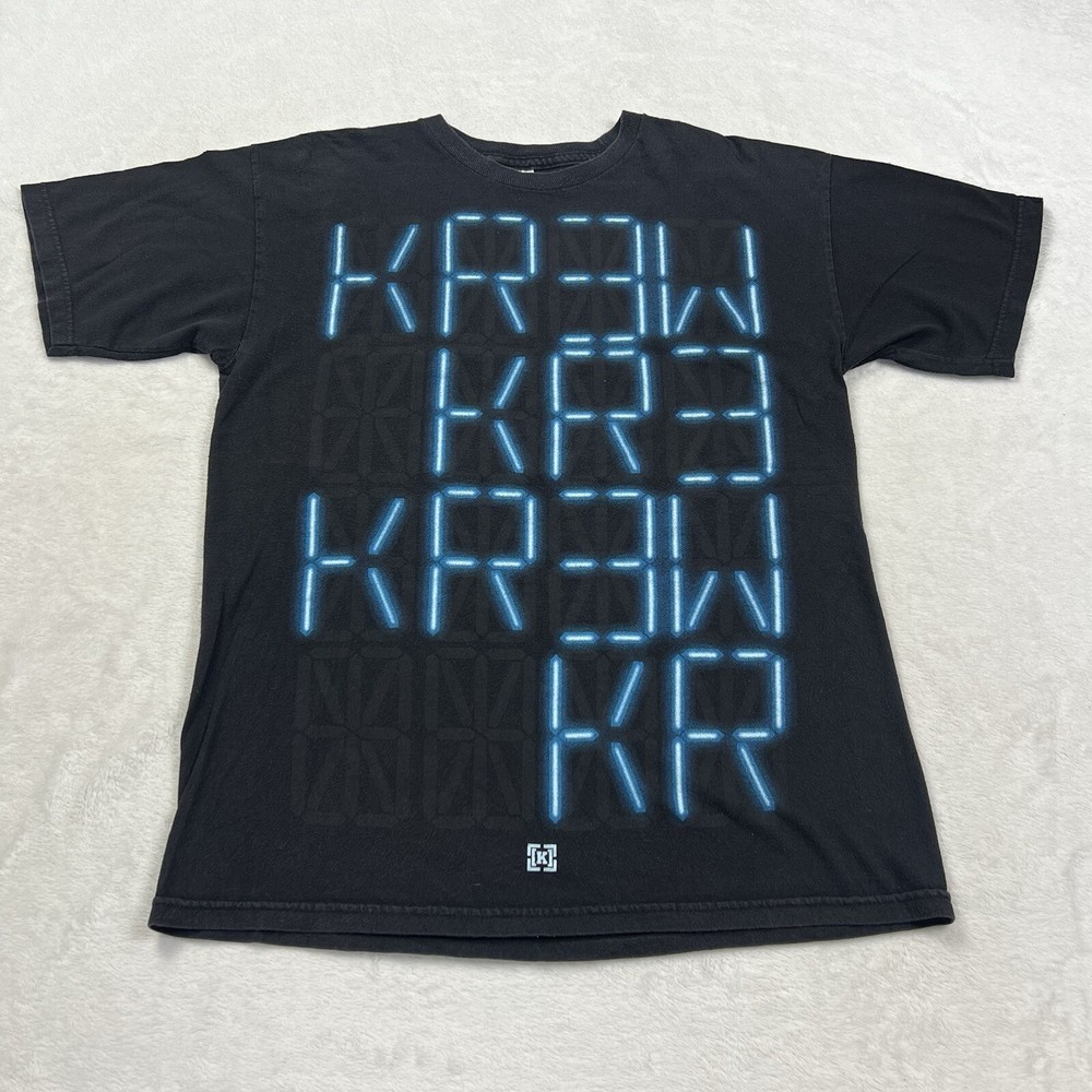 Krew Kr3W Skateboarding T Shirt Adult Medium Black Faded Digital Clock Logo