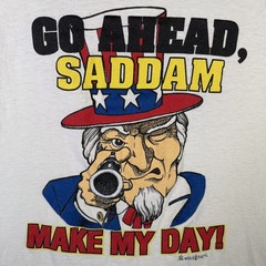 Vintage Military Shirt Adult Medium White 90s Gun Saddam Uncle Sam Parody USA