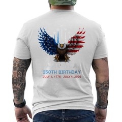 250 Years 1776 2026 Birthday Eagle Jets Flag 4th of July Men T-Shirt
