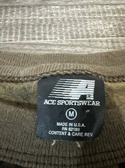 Vtg 80s Ace Sportswear Pocket T Shirt Sz M Camo Treebark SS Made in USA