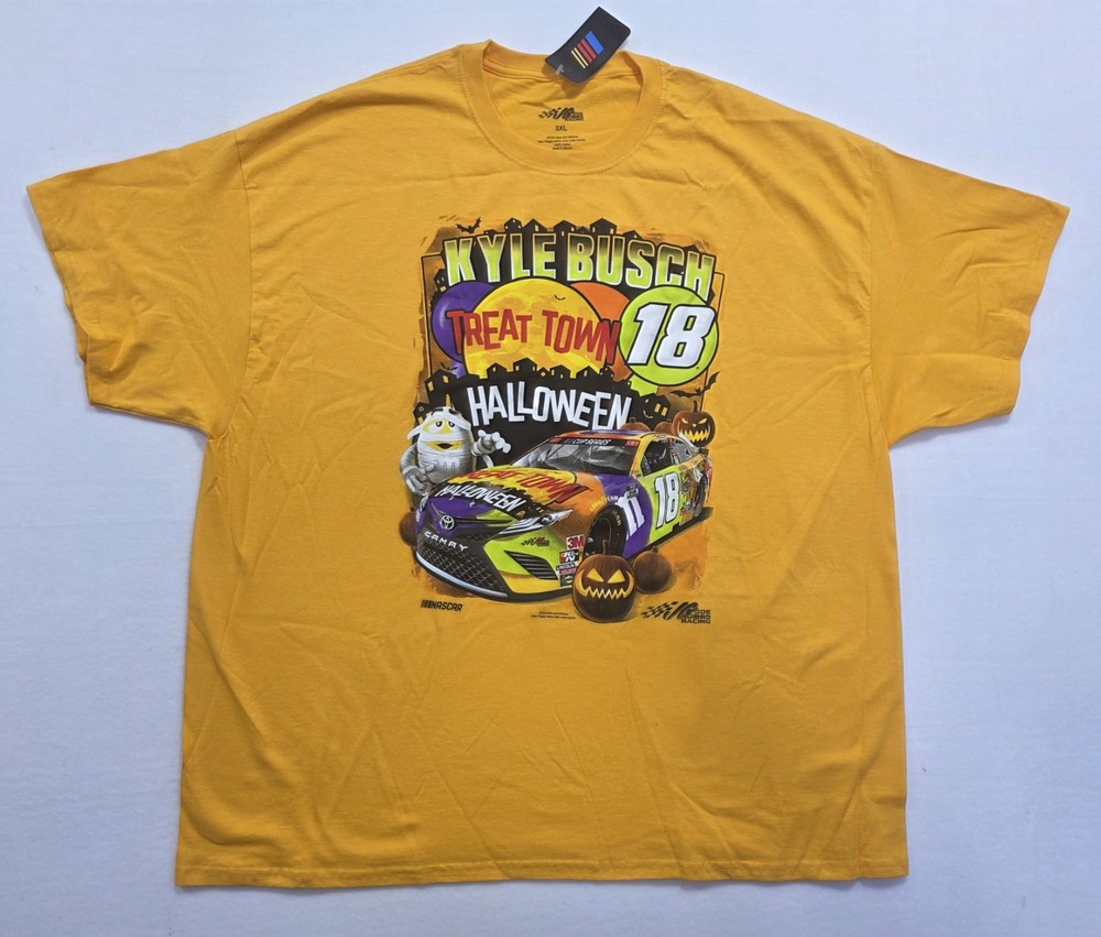 Kyle Busch Joe Gibbs Racing Team Collection M&M’s Treat Town T-Shirt Mens Sz 3XL