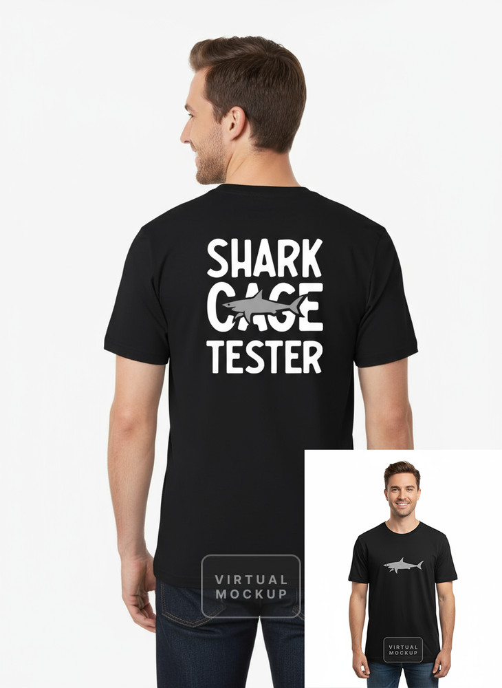 UNISEX MEN WOMENS TEE TSHIRT SHARK CAGE TESTER DIVING SWIMMING DIVE REEF FISH