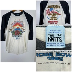 Vintage 80s Journey 1982 Concert Tour T-Shirt Rose Bowl Blue Oyster Cult Raglan