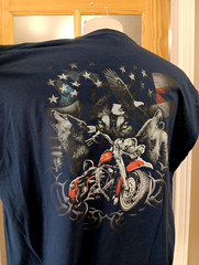 MOTORCYCLE BIKER T Shirt Sleeveless V Twin Wolf PATRIOTIC AMERICAN FLAG Pocket