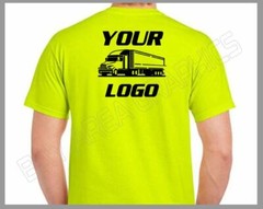 HI-VISIBILITY T-SHIRT SAFETY YELLOW DESIGN/LOGO FRONT&BACK BLACK DESIGN