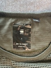 G-Star RAW T Shirt Mens S Olive Crochet Chest Pocket Short Sleeve Straight Fit