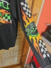 Vintage Arctic Cat Long Sleeve Fire Flames Snowmobile Racing Jersey Tee Harley