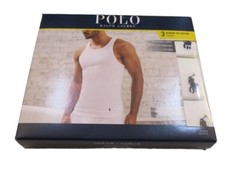 3 GENUINE POLO RALPH LAUREN COTTON WHITE TANKS T-SHIRTS UNDERSHIRTS S M L XL XXL