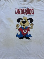Vintage 1980s Underdog Cartoon Graphic Tee Shirt Major Stains Size XL