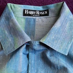 80s Vintage Harry Rosen Gradient Open Collar Shirt Size L