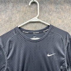 Nike Shirt Men Medium Black Athletic Dri fit Polyester Miler Fuse SS Running