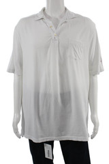 Peter Millar Mens White Polo Collared Short Sleeve 92% Cotton Stretch Size L