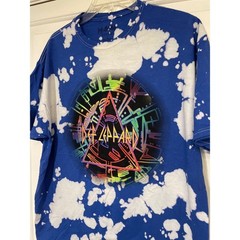 Men’s L Def Leppard Licensed Hysteria Neon Graphic T-Shirt Bleach Dye Rock Band
