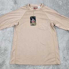 Bulwark FR Shirt Mens Medium Beige Henley Flame Resistant CAT 2 2112 Workwear