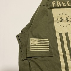 UA Freedom USA Flag Shirt Men’s Large Green Tactical Style Tee