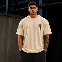 Oversized Skull Graphic Print Cotton T-Shirt Men’s Streetwear Gym Workout Sport