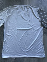 WEATHERED AMERICAN FLAG Lightweight Long Sleeve T Shirt Tee LIGHT GRAY MEDIUM